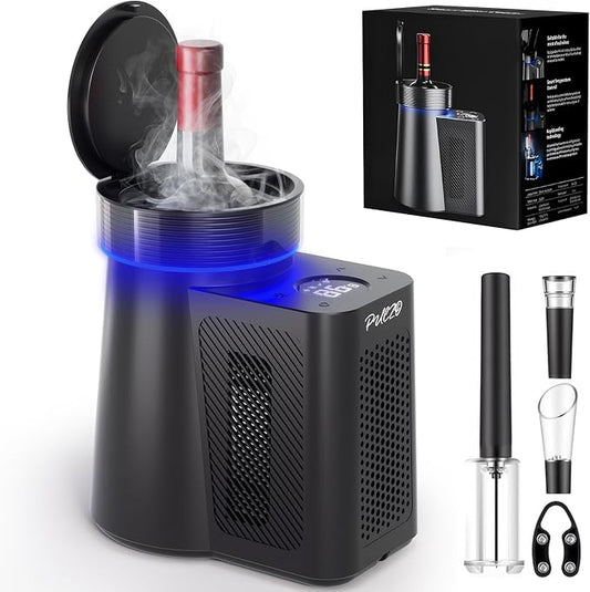 PULZO Electric Wine Chiller, 2026 Uupgraded Wine Cooler for Standard 750ml Bottles, Digital Temp Control (32°F-68°F), Low-Noise, Keeps Cold for Up to 24 Hours for Home, Patio, Yacht