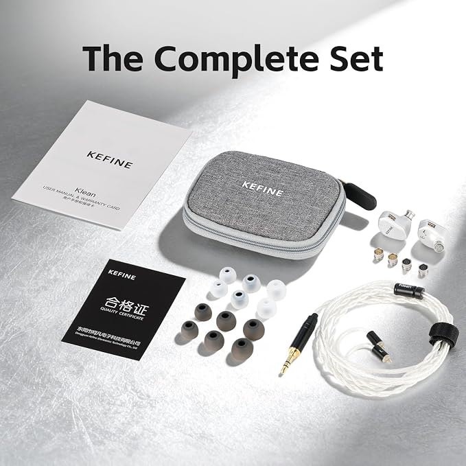 Klean SV Hi-Fi in Ear Monitor, Wired Gaming Earbuds, 10mm DLC Diaphragm Dynamic Driver, Wired Earphones, Interchangeable Tuning Nozzles, HiFi IEM for Audiophile, Musician&Gaming(Silver, 4.4mm)
