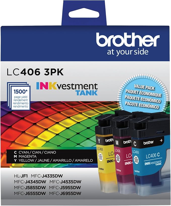 Brother LC4063PK 3 Pack of Standard Yield Cyan, Magenta and Yellow -Ink -Cartridges