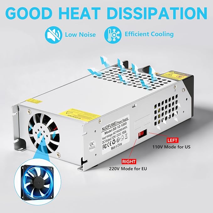 DC 12V 1000W Power Supply 110V AC to DC 12v Converter 83.4A 1000W Switch Transformer for Motor Pump CCTV Security Camera Car Stereo 3D Printer