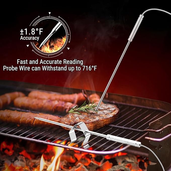 TempPro TP08 500FT Wireless Meat Thermometer for Grilling Smoker BBQ Thermometer with Dual Probe Kitchen Cooking Steak Turkey Food Thermometer Cooking Gift for Dad Him Husband (Previously ThermoPro)