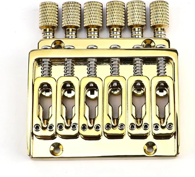 10.5mm(13/32") Headless Electric guitar Bridge Zinc Alloy 6 String Fixed Bridge for Headless Electric Guitar Replacement Parts（Vacuum Gold）
