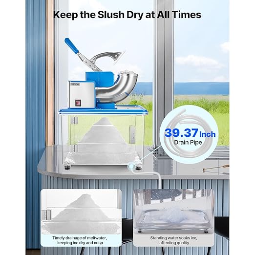 VEVOR 110V Commercial Ice Crusher 661LBS/H, ETL Approved 300W Electric Snow Cone Machine with Dual Blades, Stainless Steel Shaved Ice Machine with Safety On/Off Switch for Family, Restaurants, Bars