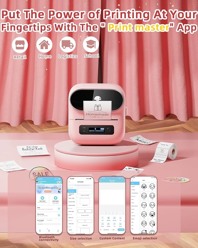 Phomemo M220 Bluetooth Label Maker - Portable Thermal Printer for Small Business Office Home - 1900+ Templates 7900+ Icons - Compatible Phone, PC