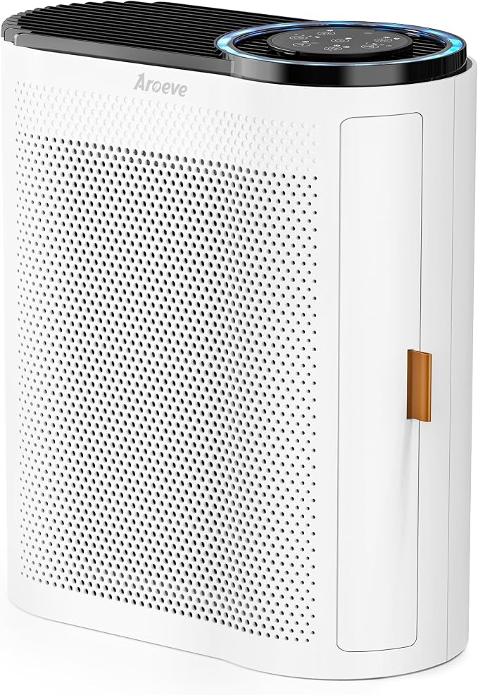 AROEVE Air Purifier for Home Air Quality Sensors and Auto Function Ultra-Quiet Sleep Mode Air Cleaner for Dust, Pet Dander, Smoke, Pollen for Bedroom and Office-AP04(White)