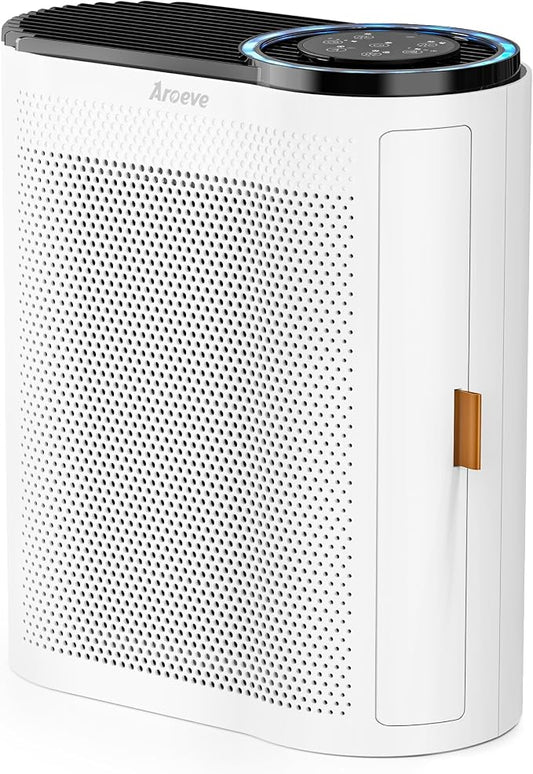 AROEVE Air Purifier for Home Air Quality Sensors and Auto Function Ultra-Quiet Sleep Mode Air Cleaner for Dust, Pet Dander, Smoke, Pollen for Bedroom and Office-AP04(White)