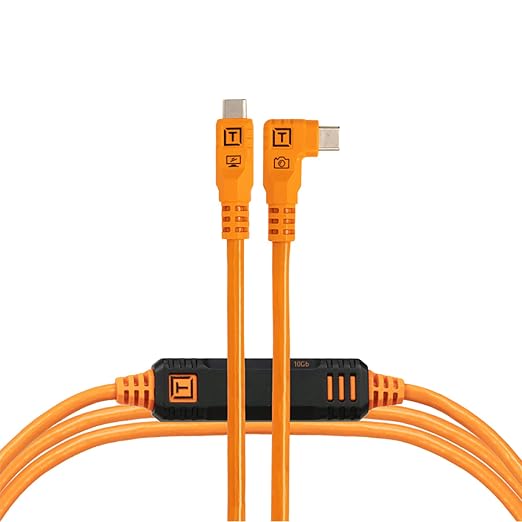 Tether Tools TetherPro Optima 10G USB-C Exclusive Data Transfer, Straight to Right Cable