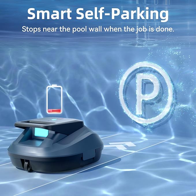 X2 Robotic Pool Vacuum, Cordless Pool Cleaner with 200-Min Runtime, Auto-Parking, 3.3h Fast Charging, for Above-Ground & Flat-Bottom Inground Pools up to 1290 sq.ft, Blue