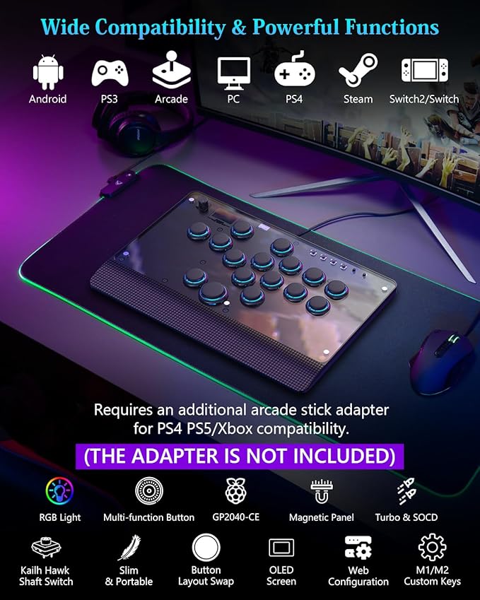 Leverless Controller Arcade Stick GM-16 and Kailh Low Profile Switches