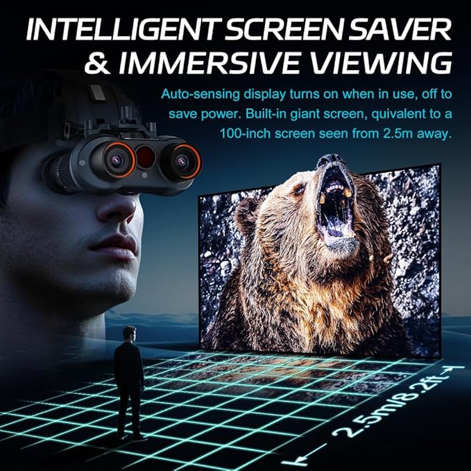 3D VR Night Vision Goggles - Rechargeable Head Mounted Binoculars, Built-in Giant Screen, 4K Video, 24MP Photos, 6X Digital Zoom, Includes 32GB TF Cards