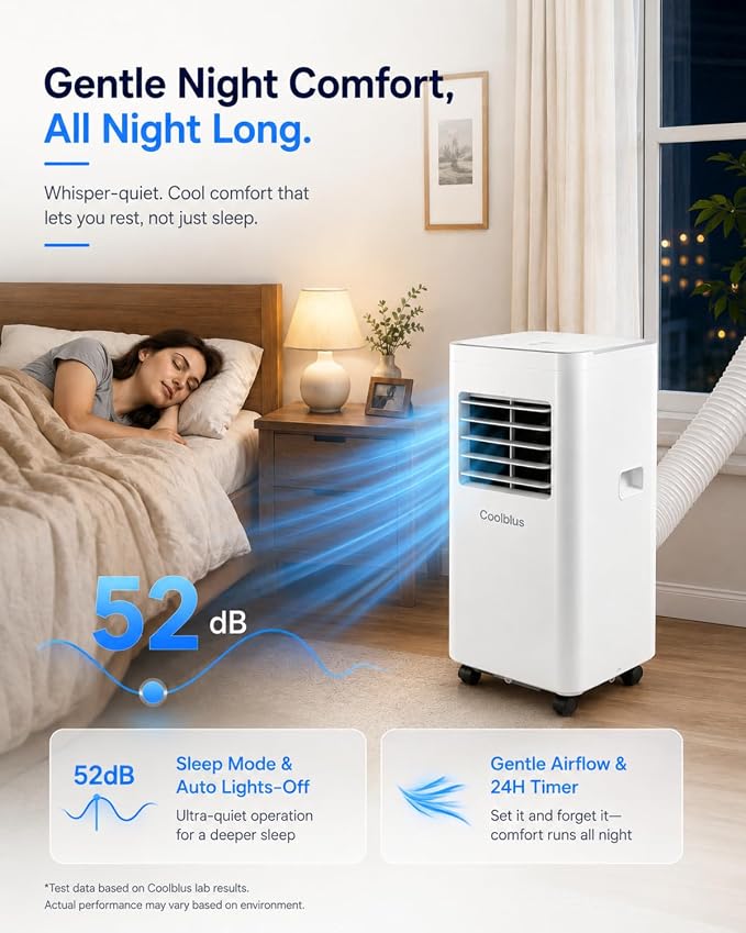 Coolblus Portable Air Conditioners, 8400 BTU air conditioner Cools Up to 350 Sq.Ft, 3 in 1 Portable AC with Remote, 24H Timer, Sleep Mode, Window Kit & Filter Brush, No Wall Required
