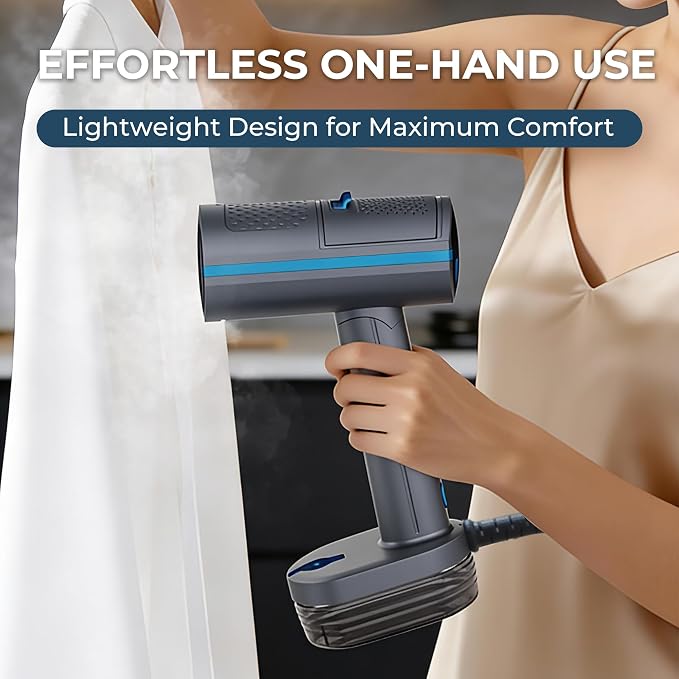 Hausmeister Steamflex Vacuum Steamer for Clothes, 3500Pa Auto-Grip Suction Portable Garment Steamer - 1200W Foldable Travel Steam Iron | 230ml Tank, 20s Fast Heat & Dual-Use Fabric Wrinkle Remover