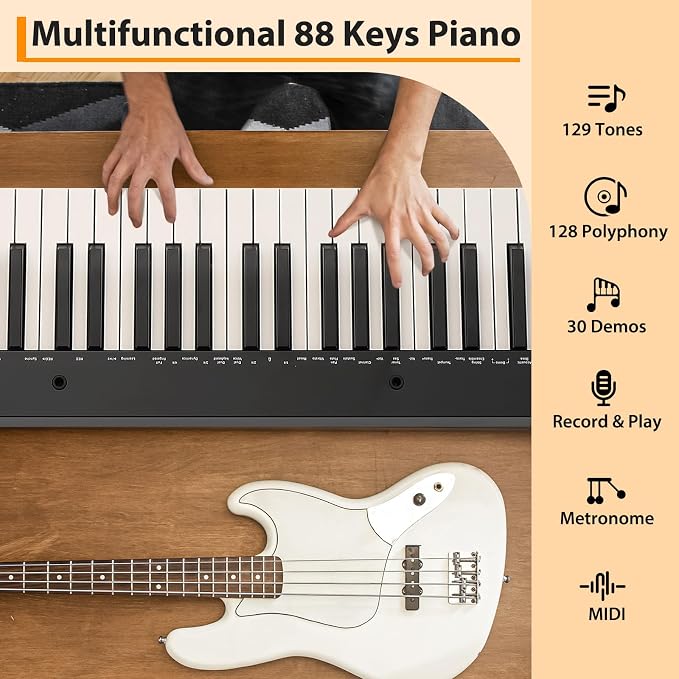 88 Keys Piano Keyboard Set, Electronic Digital Piano with Built-in Speaker Microphone, Portable Keyboard Gift Teaching for Beginners, Electric Piano for Birthday Gift