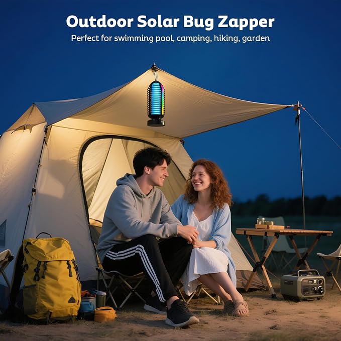 OnBeam Bug Zapper Indoor Electric Mosquito Zapper Outdoor Fly Zapper | Auto On/Off, 4000mAh Rechargeable Battery, Color Changing LED Lights, for Bedroom, Backyard, Patio, Camping