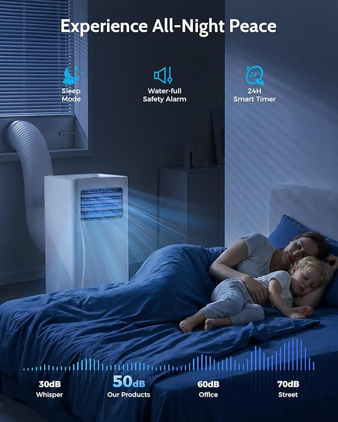 Feelfunn 12,000 BTU Portable Air Conditioners - 3-in-1 Portable AC Unit Cools Up to 600 Sq.Ft., with App/Wifi/Remote Control, Dehumidifier & Fan Modes, Window Mounting Kit, Ideal for Bedroom, Dorms