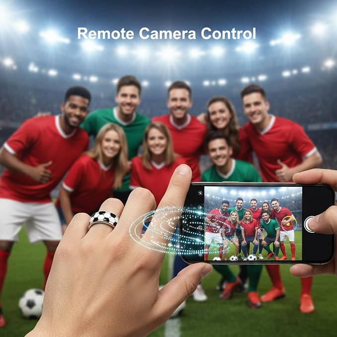 Smart Ring for Women & Men, Soccer Inspired Design, Fitness & Vital Signs Monitoring, Sleep Tracker, Remote Photography, No Subscription(Black,10#)