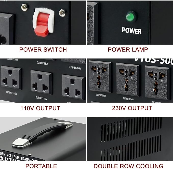 Cantonape Voltage Transformer Converter 3000 Watt Step Up/Down Convert from 110-120 Volt to 220-240 Volt and from 220-240 Volt to 110-120 Volt with 3 US Outlets, 3 Universal Outlets