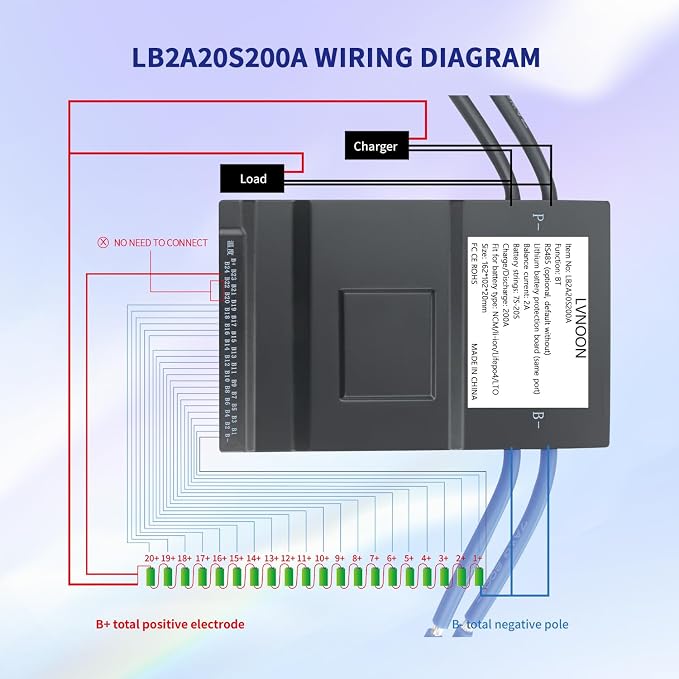 2A Smart BMSJK Active Balance for Li-ion NCM LFP LiFePo4 LTO Battery Management System 7S 10S 12S 17S 20S 21S 24S 200A with APP Control 48V 60V 72V (7-20S, 200A)