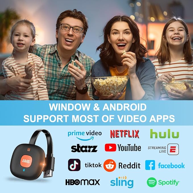 Wireless HDMI Dongle Adapter 4K, SOCLLLife Display Receiver for iOS/Android/Windows Devices to TV, Monitor, or Projector, Screen Mirroring with Airplay/Miracast/DLNA for Movies, Presentations