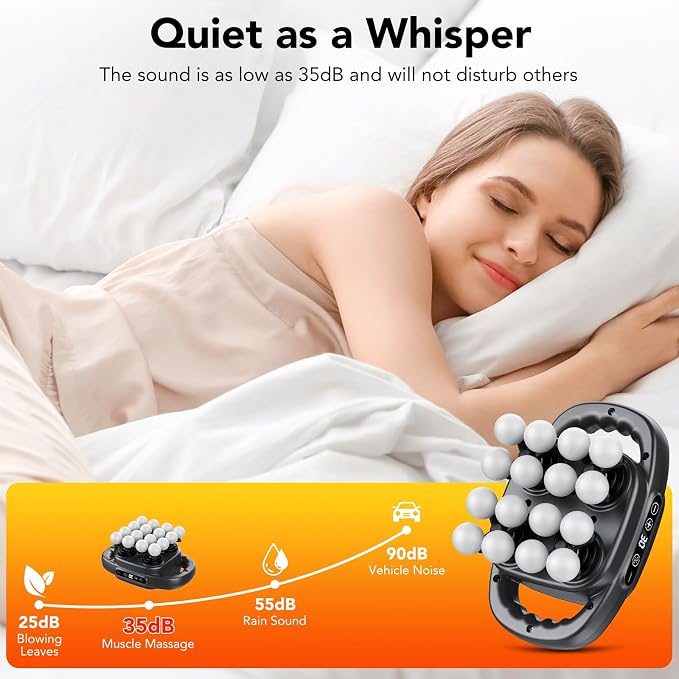 16-Head Massage Gun, Deep Tissue Percussion Massager with 3 Modes & 30 Intensities, 3200mAh Battery Back Massager for Pain Relief, Quiet Handheld Massager (Dark Gray)