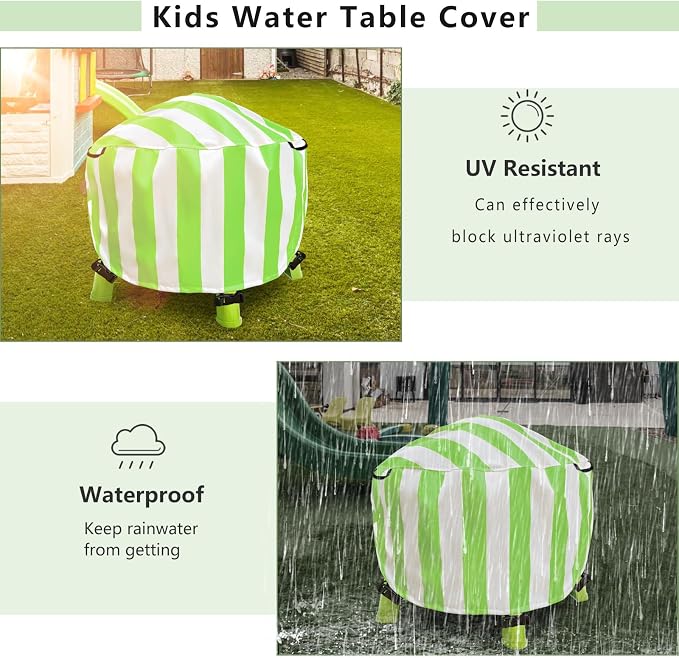 Water Table Cover Spiralin' Seas Waterpark Outdoor Sand Water Play Table Cover 34X34X18 inch-(Cover only)-Green