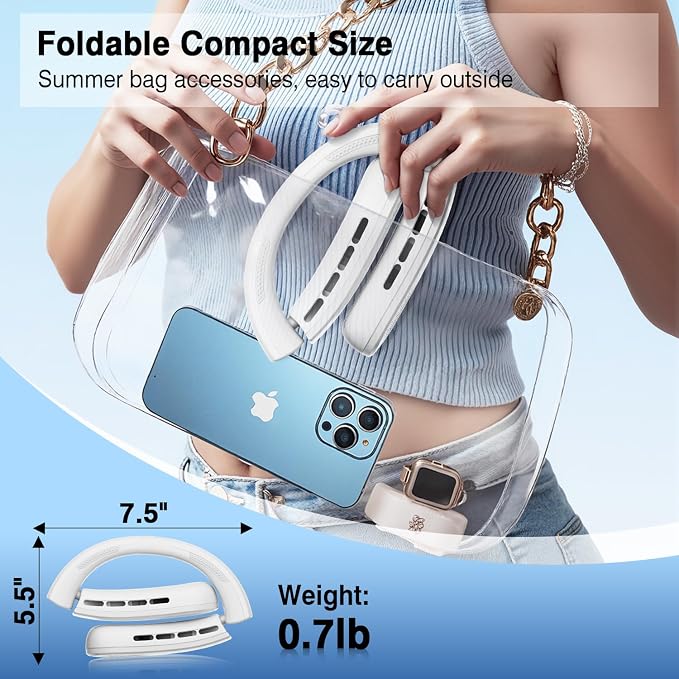 ChillGo Portable Neck Fan - 8400 RPM Enlarged Turbo Airflow - 5200mAh Personal Rechargeable Cooling Wearable Fan - Max 16H, 4 Speeds, Foldable, LED Display - Great Gifts for Men Women - NYC Snowfall