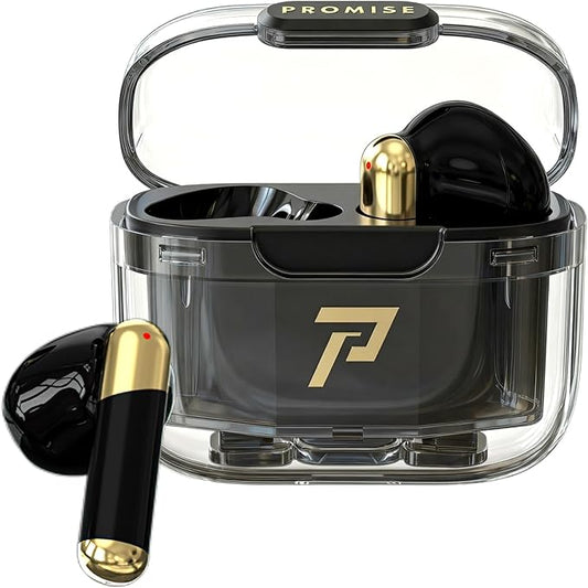 Promise Wireless Earbuds Bluetooth5.3 Earphones,40Hrs Play, ENC Noise Cancelling Mic,13mm Deep Bass,Remote Control for TikTok,YouTube Shorts Like,Smart Phone Laptop Computer Sports Headphones(Black)