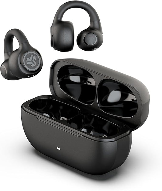JLab Flex Open Earbuds, Clip-on Cuff Design, Wireless Open-Ear Audio Freedom Effortless Fit, Safe Listening, Bluetooth Multipoint, Customize with The App, Black