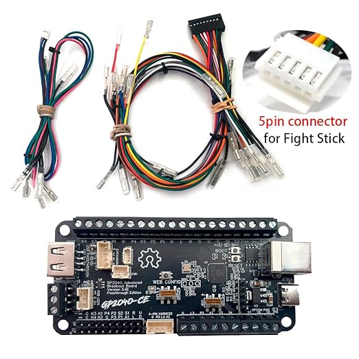 SZJLMKJ Advanced Breakout Fightting game controll Board USB Passthrough Edition Integrated Pico Fighting Board For PC PS4 (Board with fight harness)