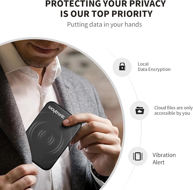 Waytronic AI Voice Recorder, APP Control, Transcribe&Summarize&Translate with AI, Support 108 Languages, Pocket AI Note Taker for Lectures, Meetings, Calls, Only Work with iPhone