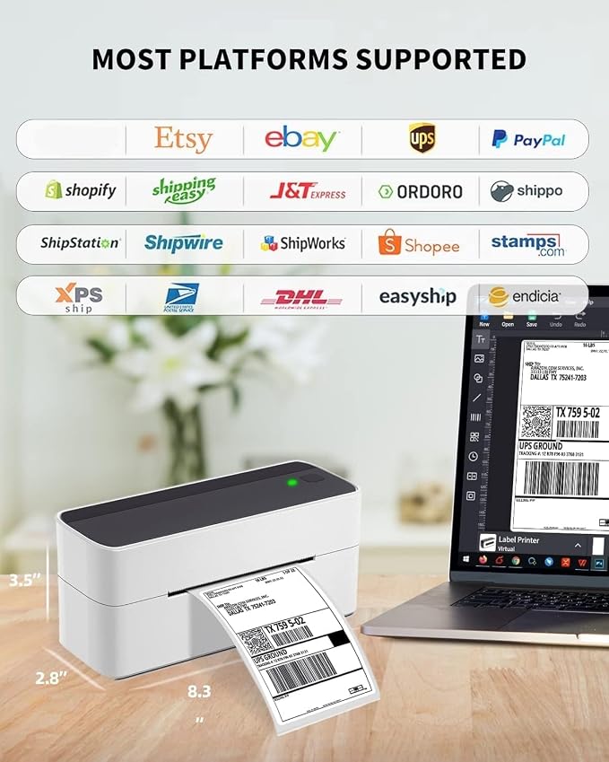 Phomemo Bluetooth Thermal Printer for Shipping Packages - Wireless Label Printers for Small Business with Phone&Pad&PC, 241BT Shipping Label Printer Compatible with Amazon, Shopify, USPS, Temu