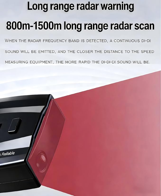 Upgraded Radar Detector, Radar Detectors for Cars, Up to 1100 Yards Long Range Detection, X/K/Ka/KU/ST/CT Band & Laser Detection with Voice Alert, Intelligent False Alert Filter Black