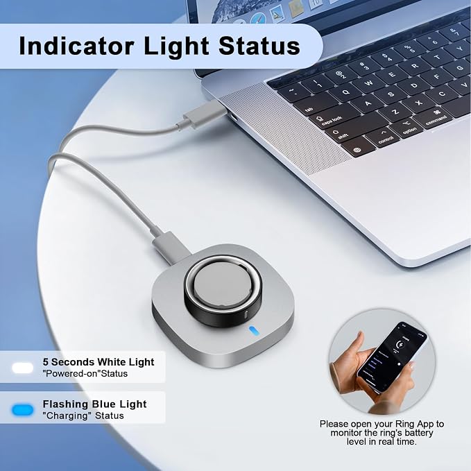 ZOOROO Charger Compatible with Aura-Ring 4 Size 4, Fast Charging Dock with USB-C Cable for Aura-Ring Accessories