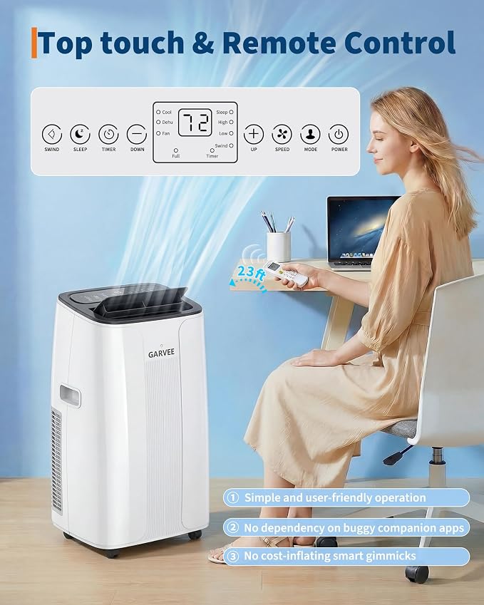 Garvee Portable Air Conditioners 14000 BTUs,1290W 850 Sq.Ft CEER 7.83
