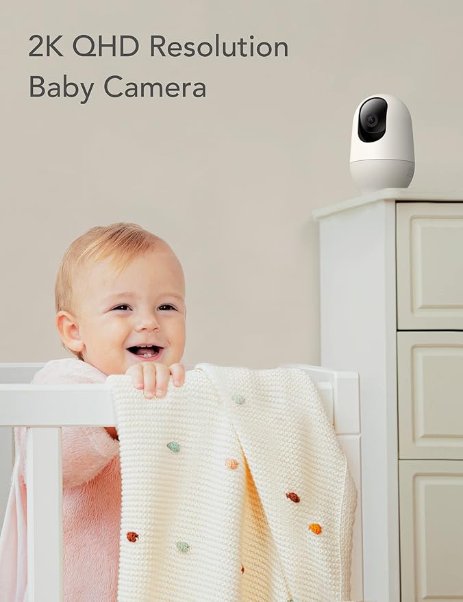 Nooie Baby Monitor with Camera 2 Pack, WiFi Baby Monitor Camera,360-degree 2K, Smart Baby Camera with Motion Tracking, Night Vision,Two Way Audio&Sound Detection,Works with Alexa, SD Card and Cloud