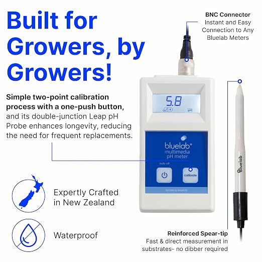 Bluelab METMULTI Multimedia PH Meter – Digital Handheld Hydroponic Nutrient and Soil PH Meter for Measuring PH Levels in Nutrient Solutions and Soil