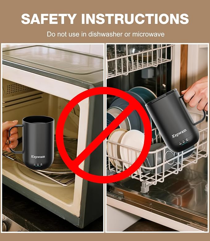 Kepwam Self-Heating Coffee Mug T1, 16oz Rechargeable Heated Coffee Mug, Smart Coffee Warmer Mug with App-Controlled,Advanced Temperature-Controlled Heating Coffee Gifts for Women Men Coffee Lover
