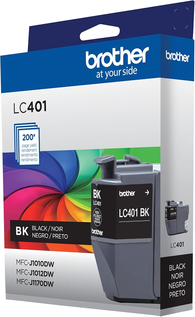 Brother Ink Cartridge, Black, LC401BK, Standard Yield | Pack of 2