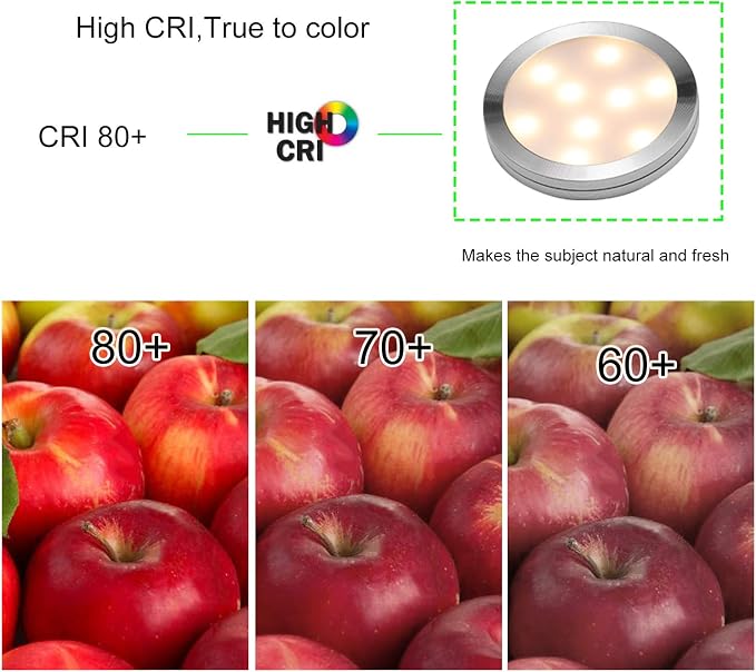 AIBOO LED Under Cabinet Lighting, 12V Under Counter Lights, Touch Dimming Puck Lights, Hardwired or Plug in with UL Listed Adapter, Updated Home Light, Accent Lights 24W (12 Lights Warm White)