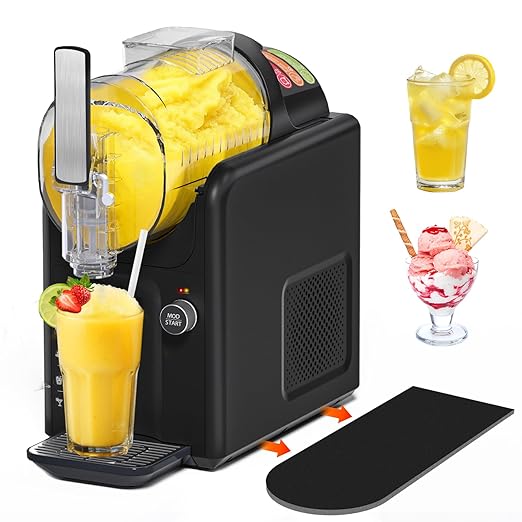 5 in 1 Slushie Machine for Home, No Ice Needed Frozen Drink Maker with Anti-Slip Mat, 61oz Slushy Machine Self-Cleaning and LED Display for Margaritas, Frappes, Smoothies and Shakes (Grey)