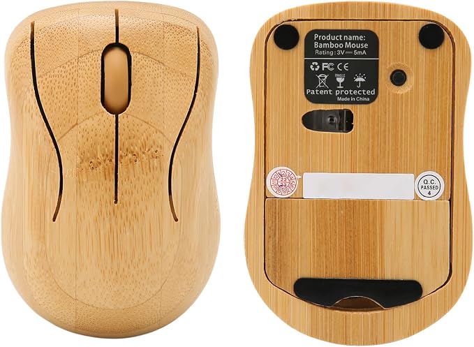 Bamboo Keyboard and Mouse, 2.4GHz Computer Devices with USB Receiver, Optional 1200DPI MouseCompact KeyboardWireless Keyboard and Mouse Combo (Mouse)