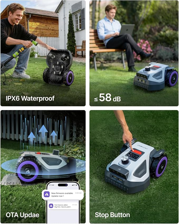 ANTHBOT M5 Lidar Robot Lawn Mower, 360°LiDAR+Vision Perimeter Wire Free 1/8 Acre, Vision Obstacle Avoidance Robotic Lawnmower with Automatic Mapping Zone Division, 45% Slope, App Control
