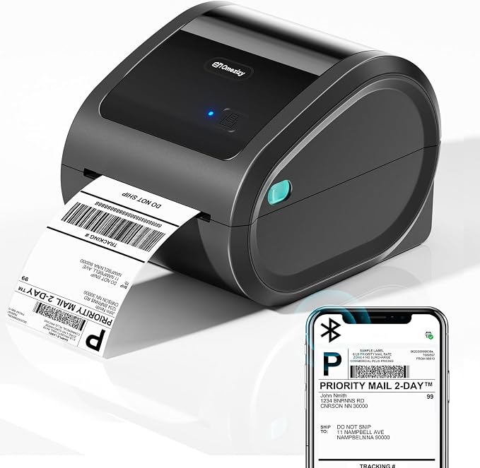 Bluetooth Shipping Label Printer 4x6 - D520BT Thermal Label Printer for Small Business, Thermal Printers with Built-in Label Holder, Compatible with USPS, Tiktok, Amazon