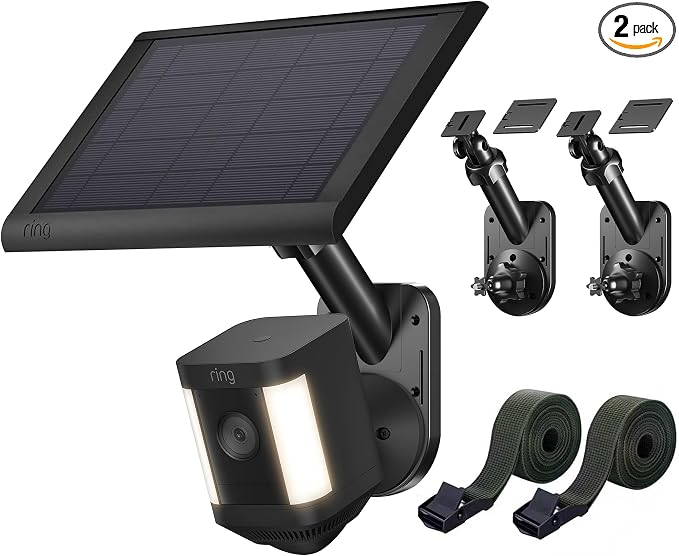 2 Pack Wall Mount for Cameras and Solar Panels, 2-in-1 Mount for Ring, Blink, Eufy, Arlo, Wyze, etc Solar Panel and Cam, with Ring Stick Up Cam/Spotlight Cam/Plus/Pro(Battery), Adjustable Angle