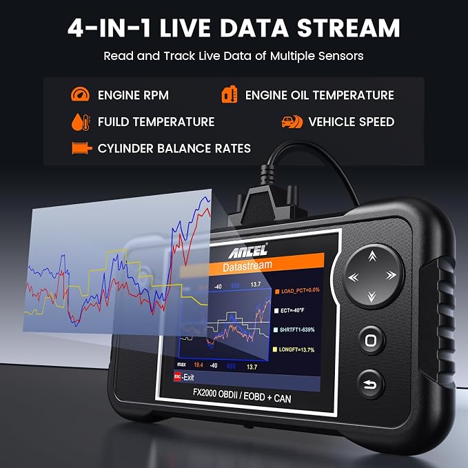 ANCEL OBD2 Scanner FX2000 Car Scanner ABS SRS Transmission Airbag OBDII Scanner Diagnostic Tool, BM200 12V Car Battery Tester, Bluetooth 4.2 Automotive Battery Monitor Auto Battery Load Analyzer