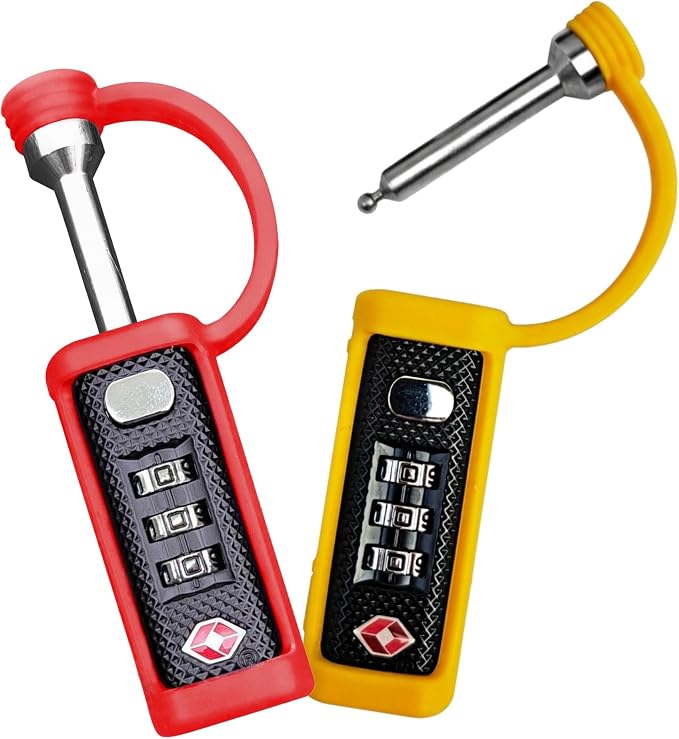 Cedar Mill TSA Approved Gun Case Lock Set Red & Yellow – 3-Dial Cut-Resistant Combination Locks for Firearm Safety, Child-Safe Gun Locks for Rifle, Pistol & Travel Hard Cases