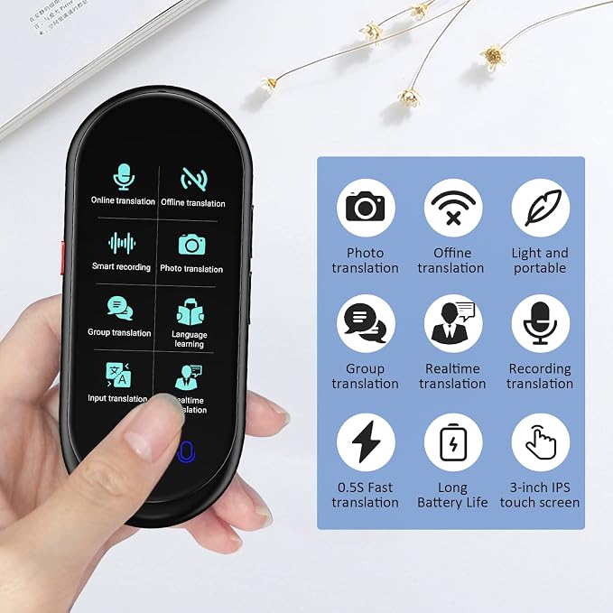 Language Translator Device, Portable Translator No WiFi Needed, Offline Voice Photo Translation, 150 Languages Supported, High Accuracy VORMOR Translator for Travel Business Learning (Black)