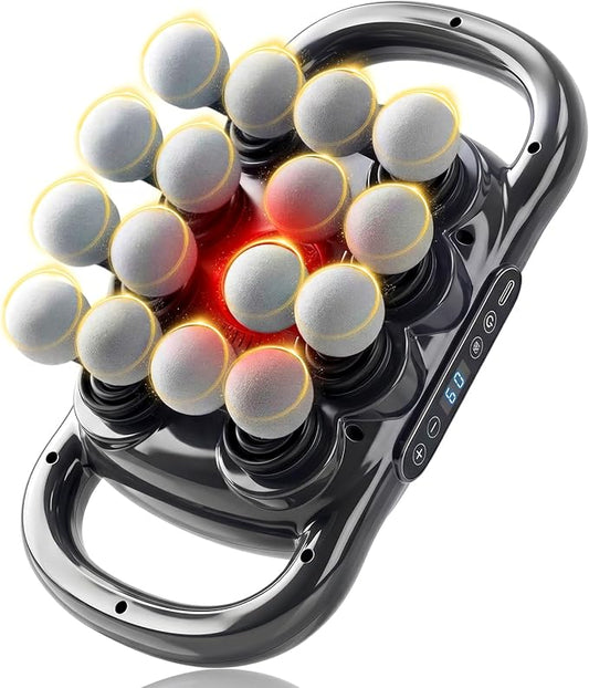 16-Head Massage Gun Deep Tissue, 9 Speeds & 9 Models Electric Percussion Muscle Massager, Quiet Portable Back Massager for Pain Relief, Relaxation for Back, Neck, Shoulders, Legs, Feet