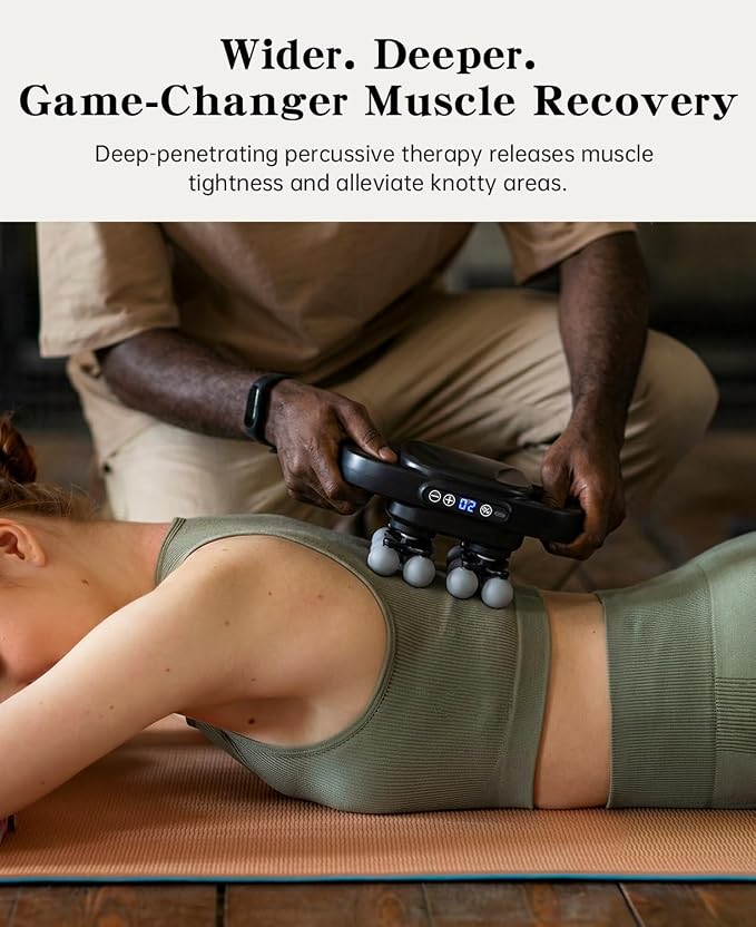 16 Head Massage Gun Deep Tissue, Back Massager for Athletes for Pain Relief, Multi Head Massage Gun with 3 Modes & 30 Intensities Silent Gifts for Men Women