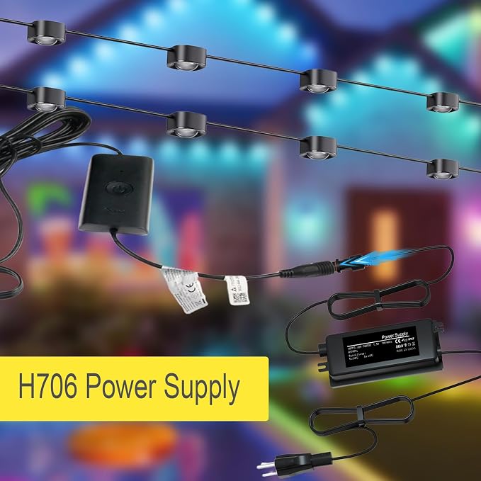 36V 3A Waterproof Power Supply for Govee Permanent Outdoor Lights,Compatible with Govee H706A H706B H706C Permanent Outdoor Lights Power Adapter Cord(Black)